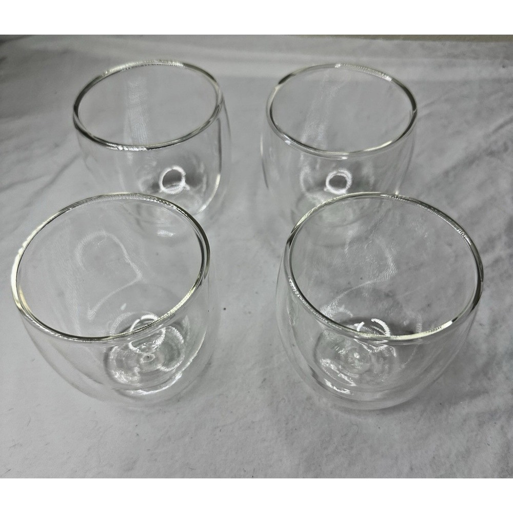 Bodum Pavina Rocks Glasses Double Walled  Set of 4 8 oz size Clear